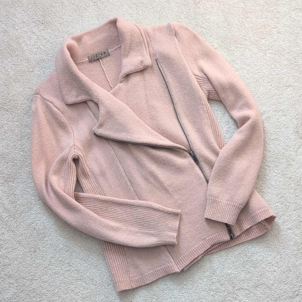 Jigsaw Blush Pink Asymmetrical Zipper Cardigan